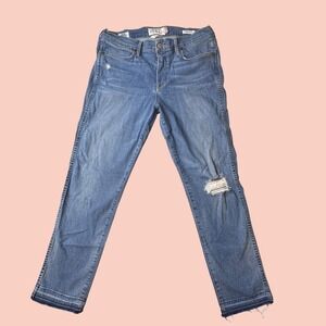Lucky Brand Jeans Womens 10 Blue Charlotte Rail Ankle Distressed White Oak Denim